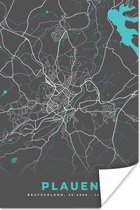Poster Stadskaart – Plattegrond – Duitsland – Blauw – Plauen – Kaart - 60x90 cm