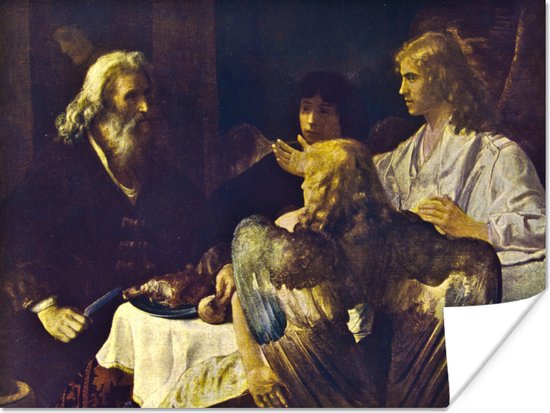 Poster Abraham en de engelen - Rembrandt van Rijn - 40x30 cm
