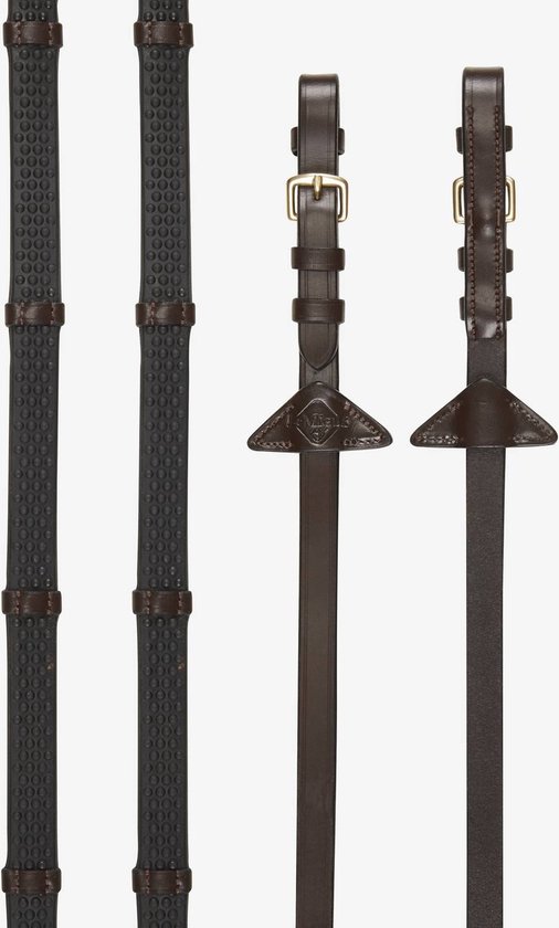 Lemieux Rênes Caoutchouc Souple Avec Arrêts Zwart - cheval