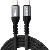 USB C naar USB C kabel samsung oplader - USB C 60w oplader 1m Kabel Zwart - Oplaadkabel voor o.a. Samsung, Geschikt voor iPhone 15 & iPad - Nylon Oplaadkabel