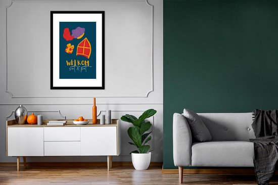 Cadre photo avec affiche - Sinterklaas - Sint - Quotes - Welcome Sint and Piet - Enfants - Garçons - Filles - Enfant - 60x90 cm - Cadre pour affiche