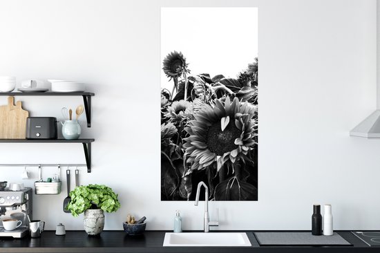 Affiche Tournesols aux Nederland noir et blanc - 60x120 cm