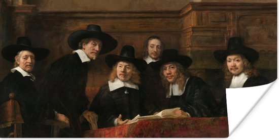 Poster De staalmeesters - Schilderij van Rembrandt van Rijn - 40x20 cm