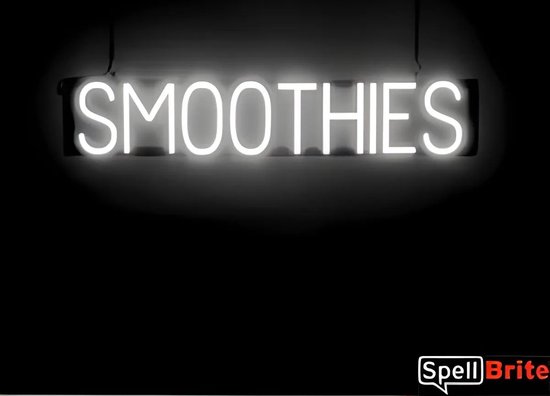 SMOOTHIES - Lichtreclame Neon LED bord verlicht | SpellBrite | 86 x 16 cm | 6 Dimstanden - 8 Lichtanimaties | Reclamebord neon verlichting
