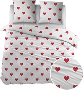 Sleepnight - Flanel White Red Gestipt - LP003558 - B 270 x L 220 cm/B 270 x L 200 cm - Lits-jumeaux extra breed -