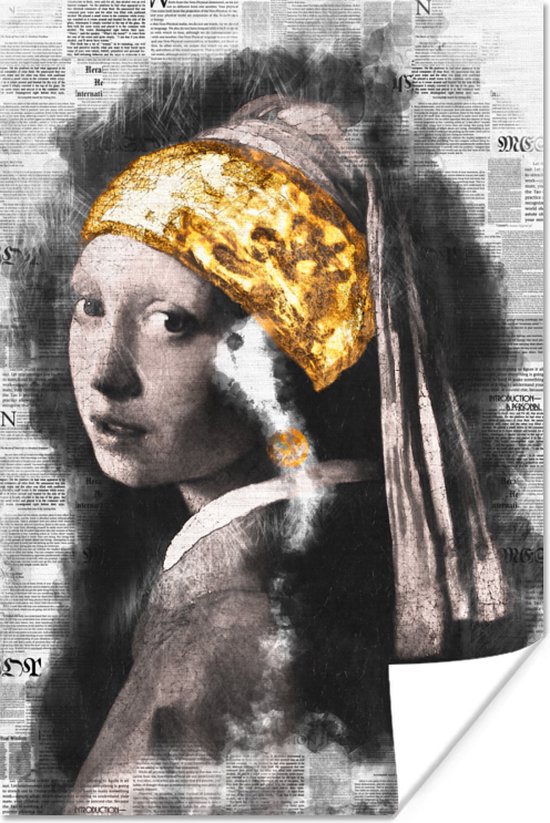 Ancien maître édité Johannes Vermeer avec coupure de journal 20x30 cm - petit