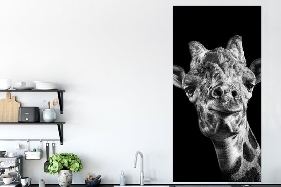 Poster Giraffe - Dier - Zwart - Wit - 75x150 cm