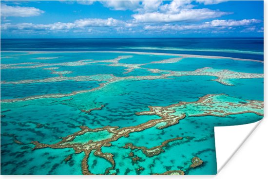 Great Barrier Reef foto afdruk Poster 120x80 cm - Foto print op Poster (wanddecoratie woonkamer / slaapkamer)