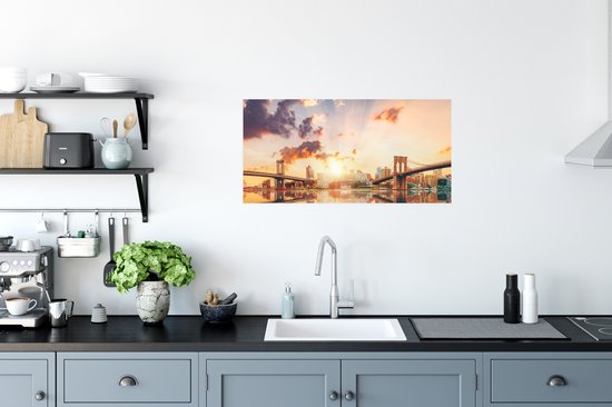 Affiche deux ponts New York 60x40 cm - Tirage photo sur Poster (décoration murale salon / chambre) / Poster Villes