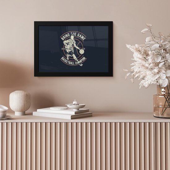Affiche avec cadre Basketbal - Sport - Rétro - 30x20 cm