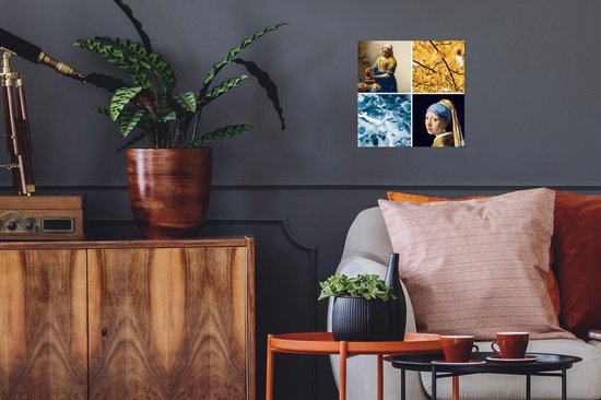 Melkmeisje Laitière - Fille à la boucle d'oreille en perle - Collage - 30x30 cm