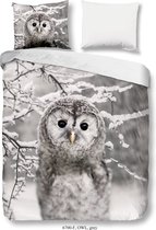 Good Morning Dekbedovertrek "Owl" - Grijs - (140x200/220 cm)