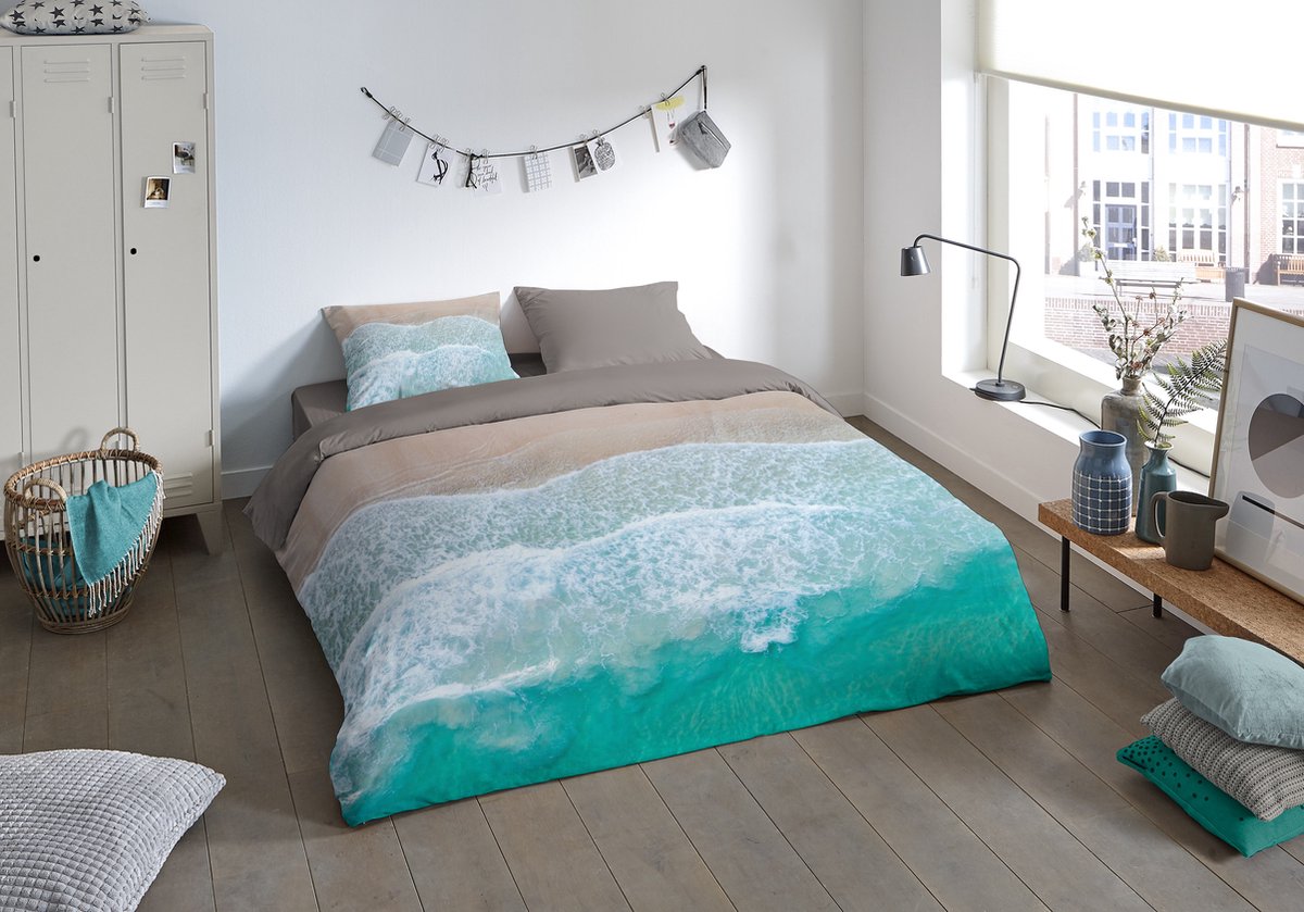 Pure dekbedovertrek strand/ zee - 1 persoons 140x200/220 cm - Multi - Microvezel