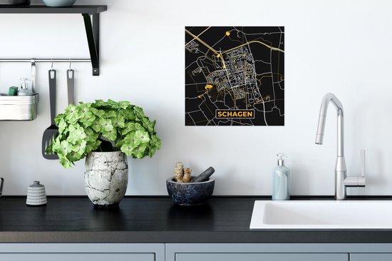 Affiche Schagen - Carte - Carte - Or - Plan de la ville - 30x30 cm