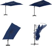 vidaXL Parasol flottant avec mât en aluminium 3x3 m Bleu azur - Parasol flottant - Parasols flottants - Parasol - Parasols