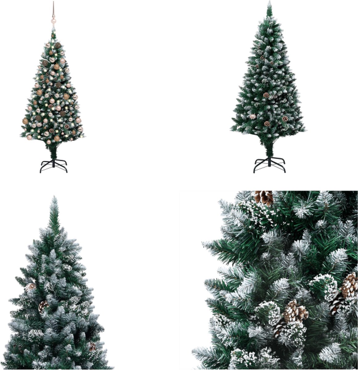 vidaXL Kunstkerstboom met LED's- kerstballen en dennenappels 180 cm - Kunstkerstboom - Kunstkerstbomen - Kerstboom - Kerstdecoratie