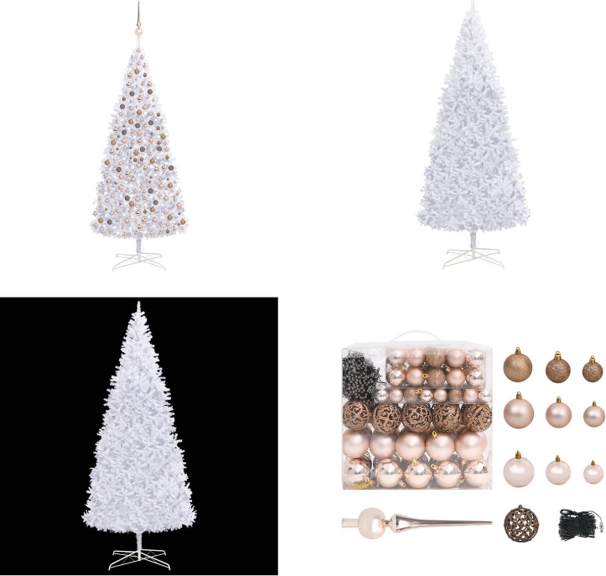 vidaXL Kunstkerstboom met LED's en kerstballen 400 cm wit - Kunstkerstboom - Kunstkerstbomen - Kerstboom - Kerstdecoratie