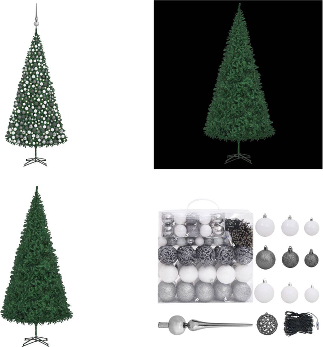 vidaXL Kunstkerstboom met LED's en kerstballen 500 cm groen - Kunstkerstboom - Kunstkerstbomen - Kerstboom - Kerstdecoratie