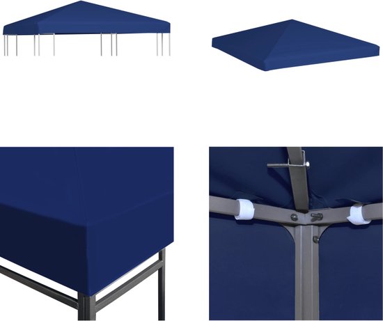 vidaXL Prieeldak 3x3m 310 g/m² Grijs Prieel Doek Dak Tentdoek Zeil Scherm