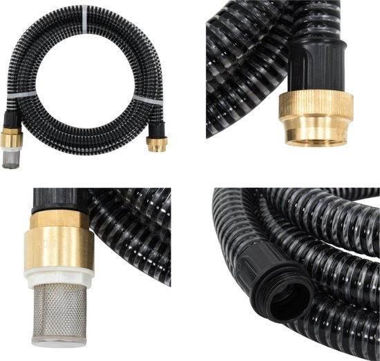 Tuyau d'aspiration vidaXL 3 m PVC noir avec raccords en laiton