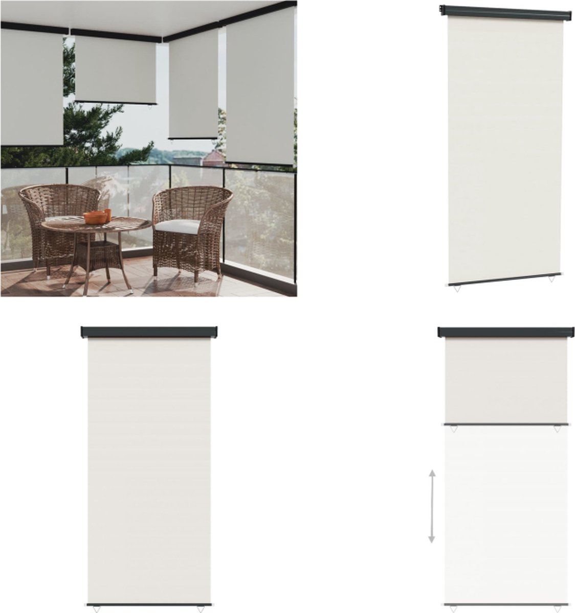 KESSER® opvouwbaar balkonscherm met muurbeugel - 140x140cm - Beige