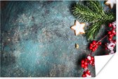 Poster Kerst - Rustiek - Takken - Steranijs - Bes - Rood - 90x60 cm - Kerstmis Decoratie - Kerstversiering - Kerstdecoratie Woonkamer - Kerstversiering - Kerstdecoratie voor binnen - Kerstmis