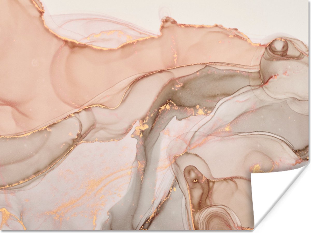 Poster Marmer - Roze - Rosé - 120x90 cm