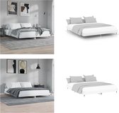 vidaXL Bedframe bewerkt hout wit 160x200 cm - Bedframe - Bedframes - Bed - Bed Frame