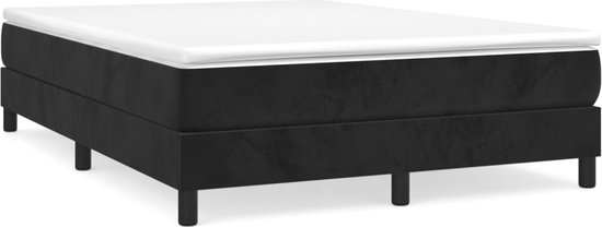 vidaXL Boxspring avec matelas Velours Noir 140x200 cm - Boxspring - Sommiers - Lit - Meubles de couchage