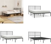 vidaXL Bedframe met hoofdbord metaal zwart 140x200 cm - Bedframe - Bedframes - Tweepersoonsbed - Bed