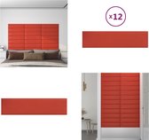 vidaXL Wandpanelen 12 st 1-08 m² 60x15 cm kunstleer rood - Wandpaneel - Wandpanelen - Wanddecoratie - Wandversiering