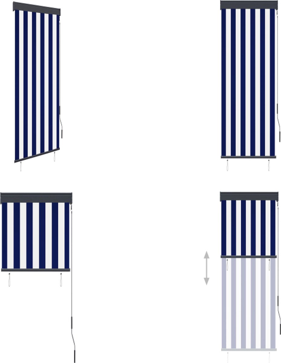 vidaXL Rolgordijn voor buiten 60x250 cm blauw en wit - Rolgordijn - Rolgordijnen - Tuinrolgordijn - Tuinrolgordijnen