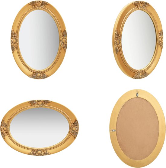 vidaXL Wandspiegel barok stijl 50x70 cm goudkleurig - Wandspiegel - Wandspiegels - Spiegel - Badkamerspiegel