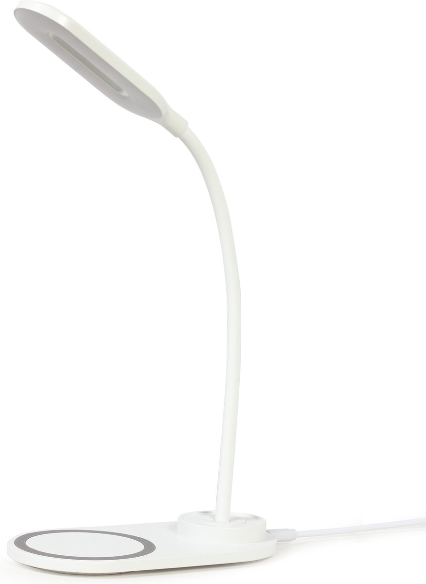 Gembird TA-WPC10-LED-01-W Bureaulamp - Met draadloze oplader Qi - USB - 10W - LED - Wit