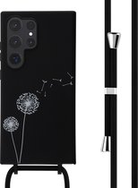iMoshion Hoesje Geschikt voor Samsung Galaxy S24 Ultra Hoesje Met Koord - iMoshion Siliconen design hoesje met koord - Zwart / Dandelion Black