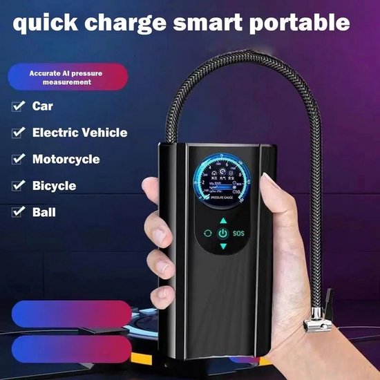 Auto Luchtpomp - Draagbare Elektrische Band Pomp - Luchtpomp Digitale Display - 12V, Auto Luchtpomp - Draagbare Elektrische Band Pomp - Luchtpomp Digitale Display - Autoband Inflator - Luchtcompressor - Motorfietsen - Fietsen — afbeelding 5