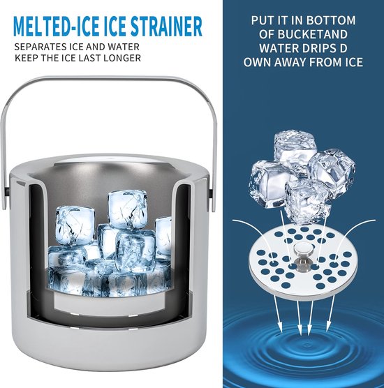 Alessi Italie - Seau à glace en acier inoxydable avec couvercle mécanique sur 1s Alessi Italie - Seau à glace en acier inoxydable avec couvercle mécanique sur 1s