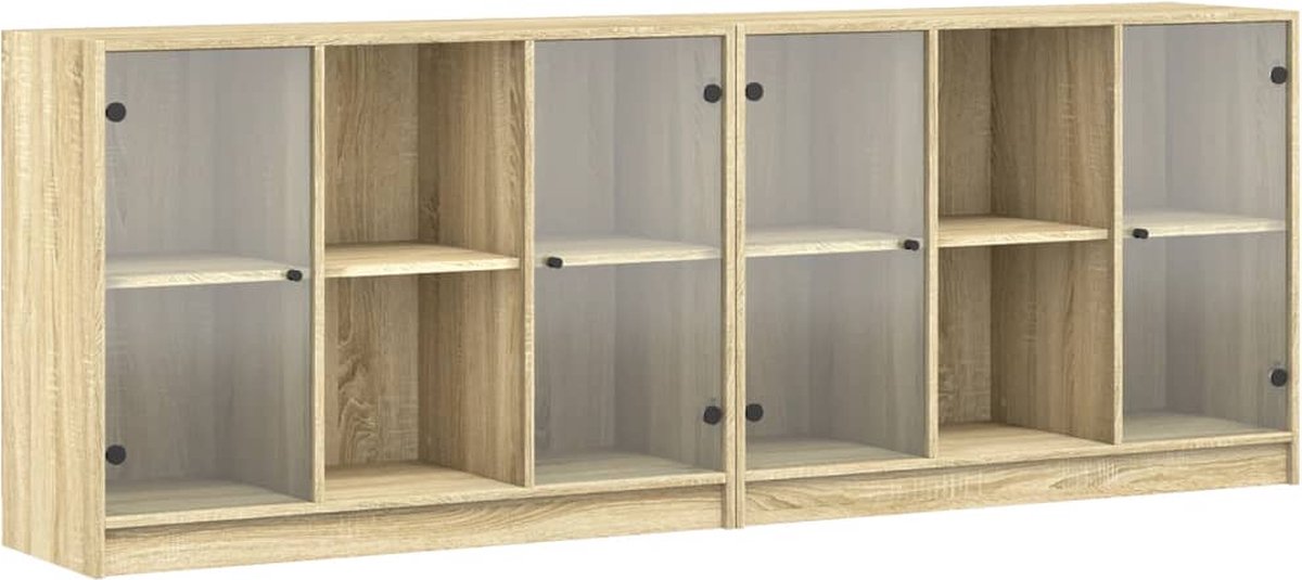 vidaXL Boekenkast - met - deuren - 204x37x75 - cm - hout - sonoma - eikenkleurig sonoma eiken