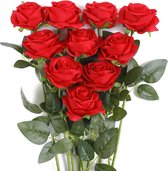 10 stuks kunstzijden rozen bloemen bruiloft boeketten (rood)