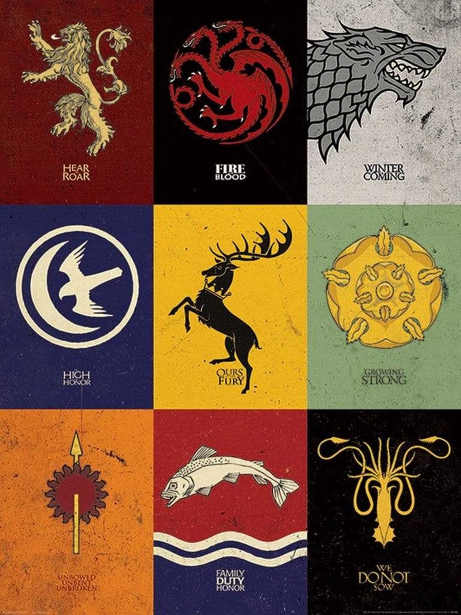 Pyramid Kunstdruk Game of Thrones - Sigils 60x80cm Divers