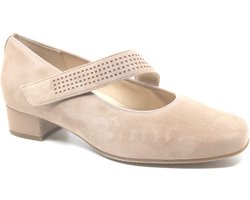 Hassia, 7-302454-2300, Zand kleurige suède geklede bandschoenen/pumps wijdte K