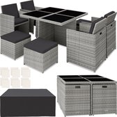 Bol.com tectake® - wicker loungemeubelset tuinset zitgroep - 4x stoelen 4x krukken 1x tafel ruimtebesparend outdoor polyrotan tu... aanbieding