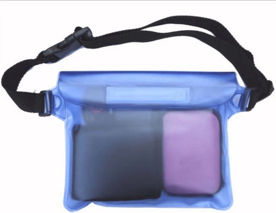 Sac banane étanche I ceinture de course I avec support pour smartphone I transparent I sac banane I sac de course I Blauw