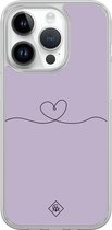 Casimoda® hoesje - Geschikt voor iPhone 14 Pro - Hart Lila - 2-in-1 case - Schokbestendig - Illustratie - Verhoogde randen - Paars, Transparant