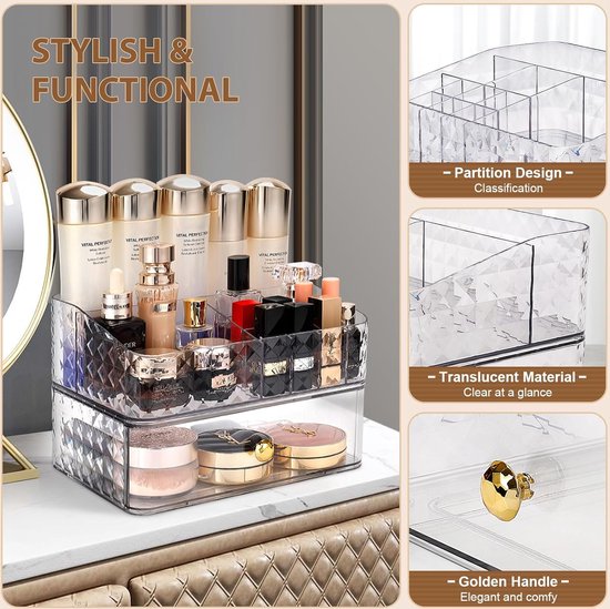 Make-up organizer, cosmetica-organizer, opslag met lade en 11 vakken ...