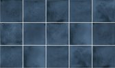 Ulticool Decoratie Sticker Tegels - Blauw Aardewerk Jeans - Muurstickers - 15x15 cm - 15 stuks Plakfolie Tegelstickers - Plaktegels Zelfklevend – Sticktiles - Badkamer - Keuken