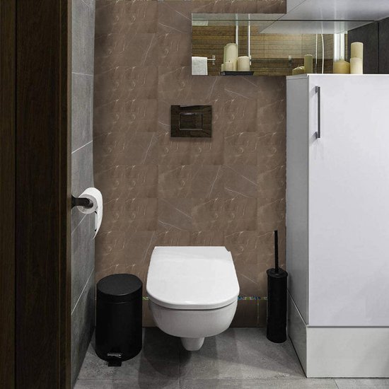 Ulticool Décoration Autocollant carrelages - Beige Marbre Sépia Marron - Stickers muraux - 15x15 cm - 15 pièces Autocollants Carrelage Adhésif - Carrelage Autocollant - Sticktiles - Salle de Bain - Cuisine