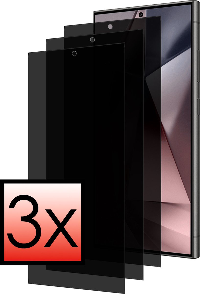 Screenprotector - 3 Stuks - Geschikt voor Samsung Galaxy S24 Ultra - Privacy Filter - Beschermglas - Gehard Glas - Tempered Glass - Screen Protector - Anti Spy - Full Display Cover