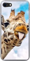 Geschikt voor iPhone SE 2020 hoesje - Giraffe - Grappig - Tong - Kinderen - Jongens - Meisjes - Kind - Siliconen Telefoonhoesje