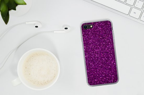 Coque pour iPhone SE 2020 - Texture pailletée violette et rose - Coque de téléphone en Siliconen